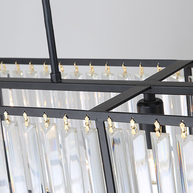 Modern Rectangle Shade Island Pendant Crystal Island Lights for Dinning Room
