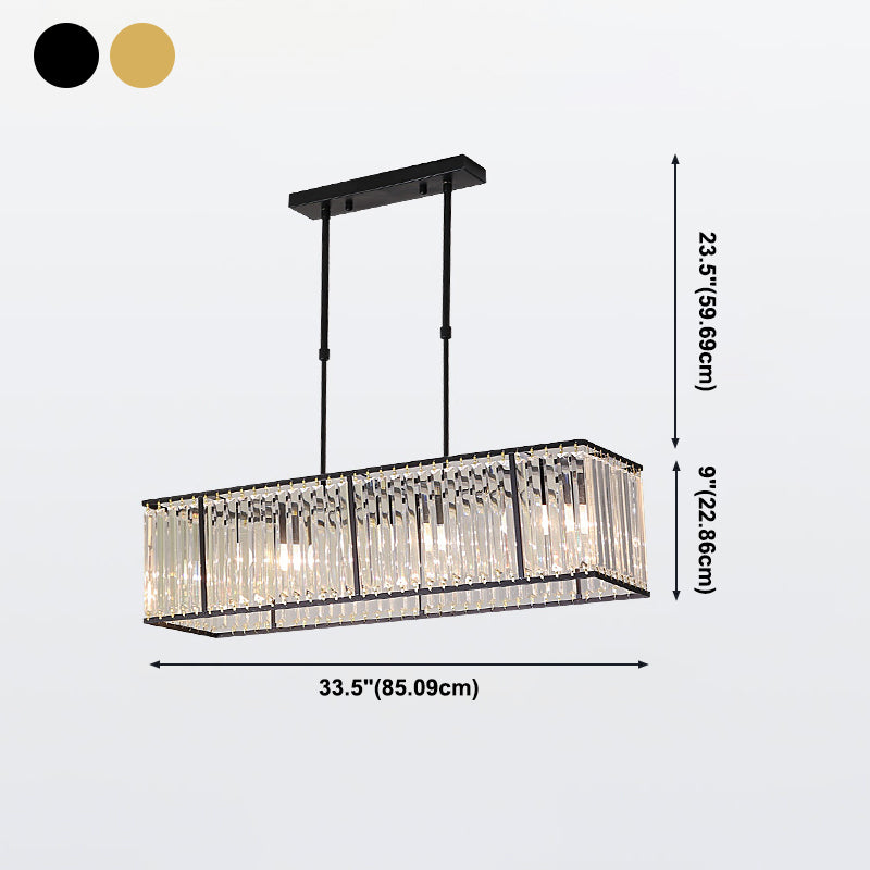 Modern Rectangle Shade Island Pendant Crystal Island Lights for Dinning Room