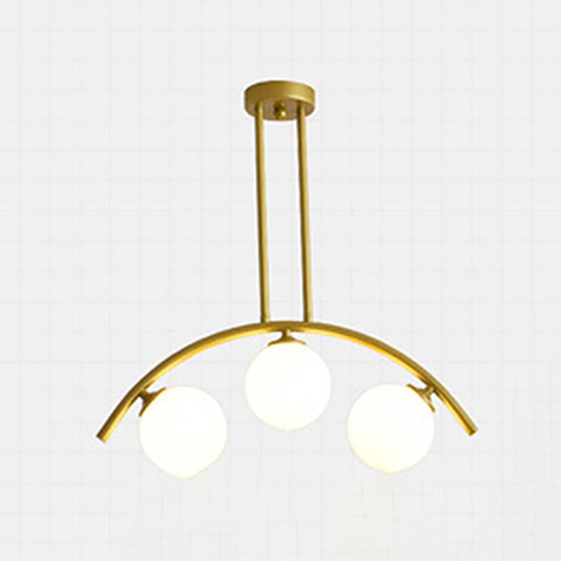 Modern Dining Chandelier Light Round Glass Shade Ceiling Hanging Light for Dining Room