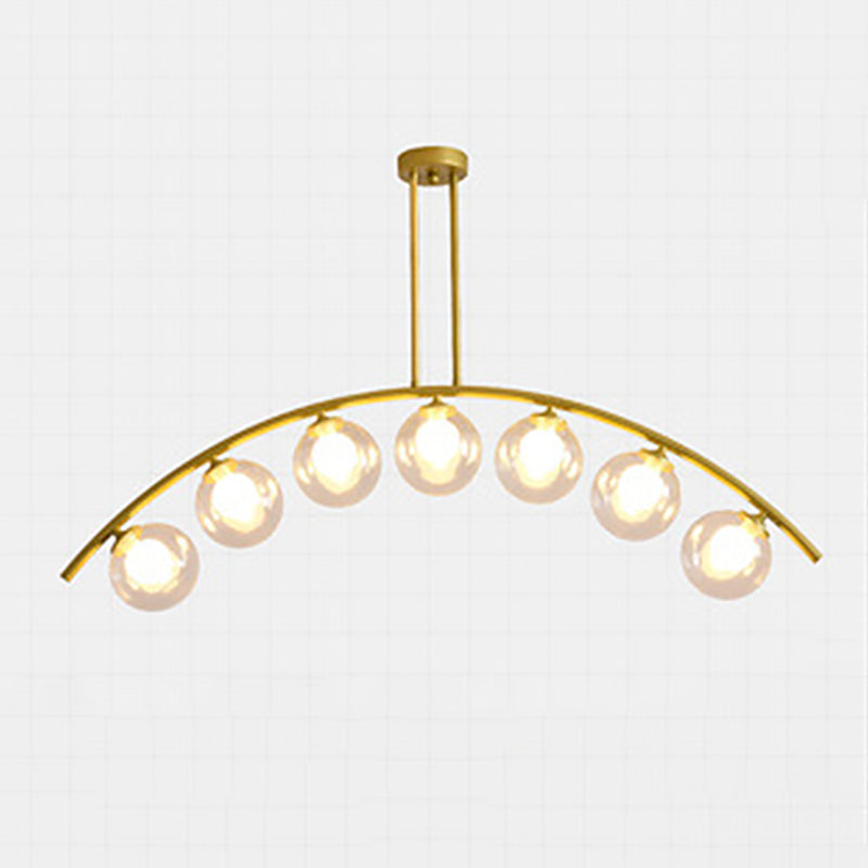 Modern Dining Chandelier Light Round Glass Shade Ceiling Hanging Light for Dining Room