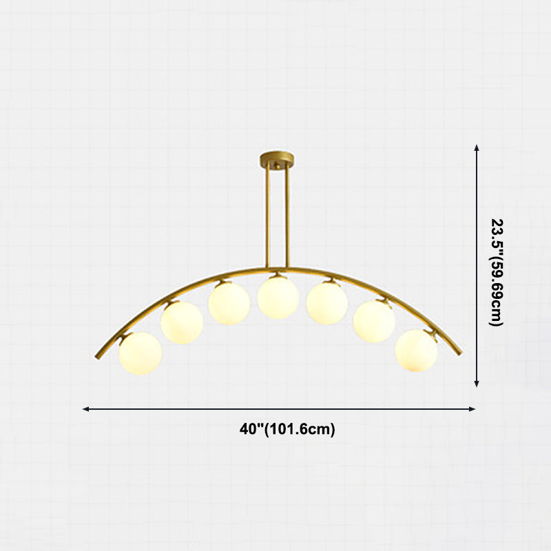 Modern Dining Chandelier Light Round Glass Shade Ceiling Hanging Light for Dining Room