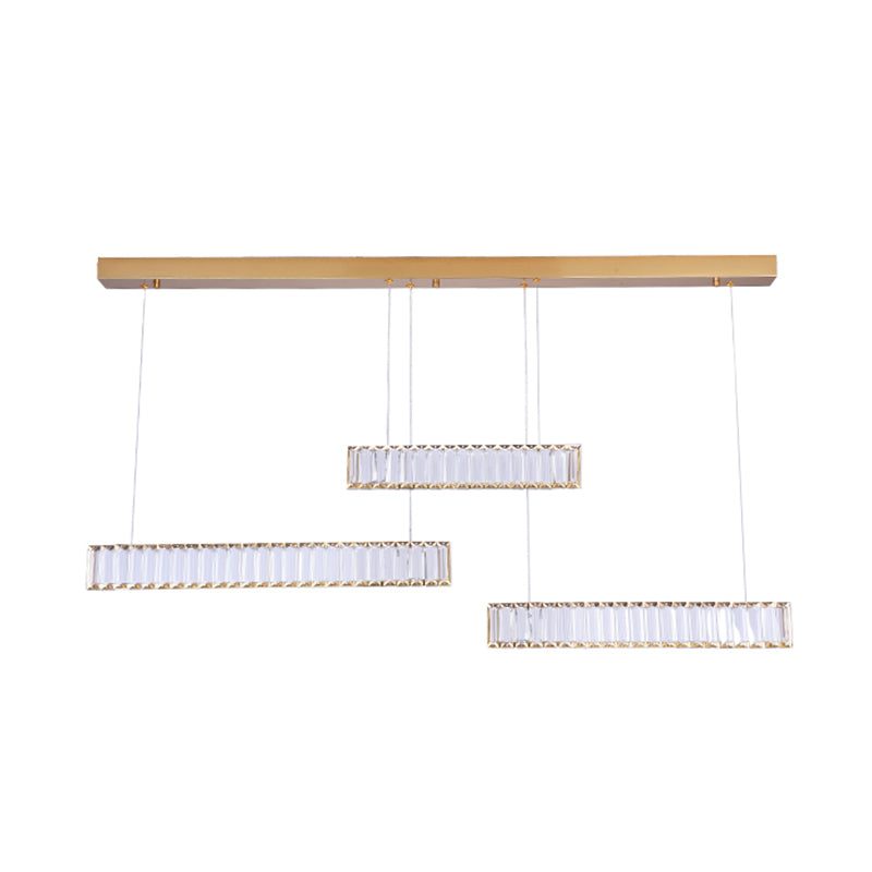 Contemporary Linear LED Ceiling Lamp Fixtures Crystal Island Pendant for Dinning Room