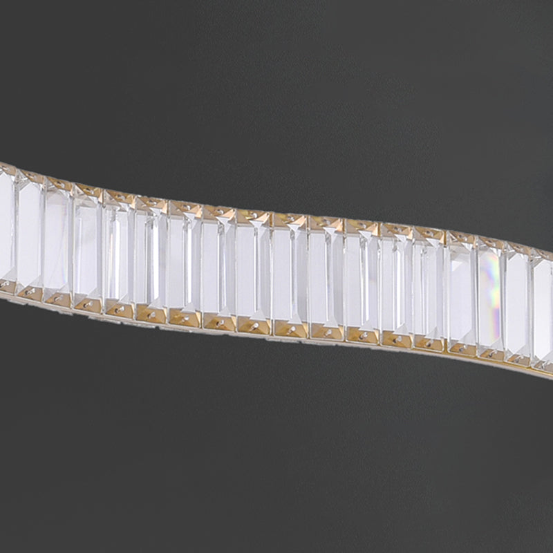 Contemporary Linear LED Ceiling Lamp Fixtures Crystal Island Pendant for Dinning Room