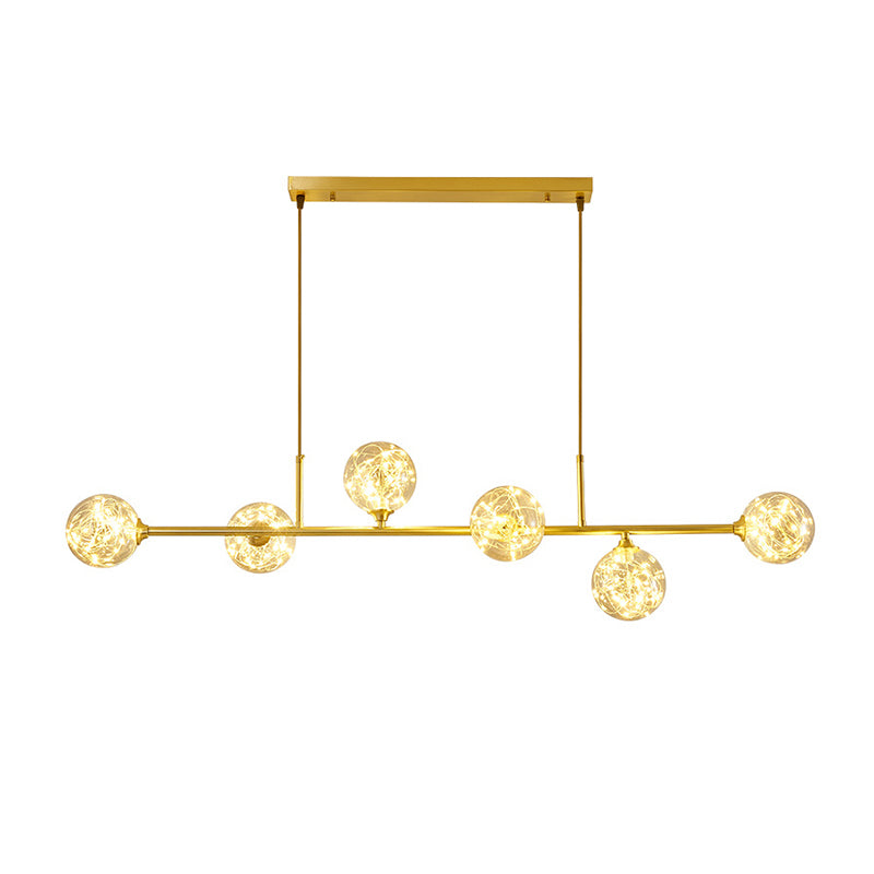 Modern Style Dining Chandelier Light Round Glass Shade Hanging Light for Dining Room