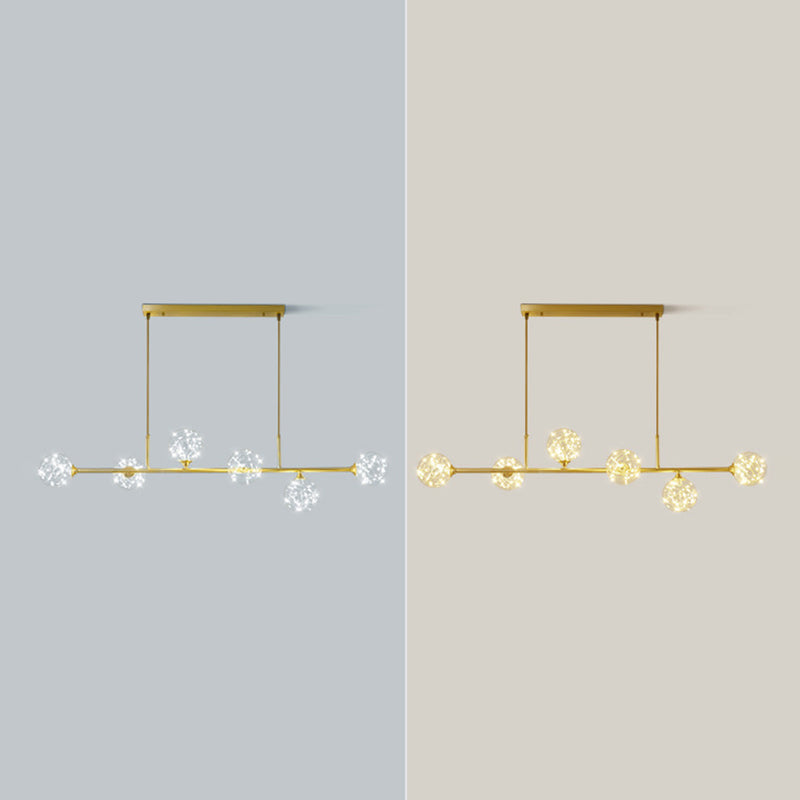 Modern Style Dining Chandelier Light Round Glass Shade Hanging Light for Dining Room