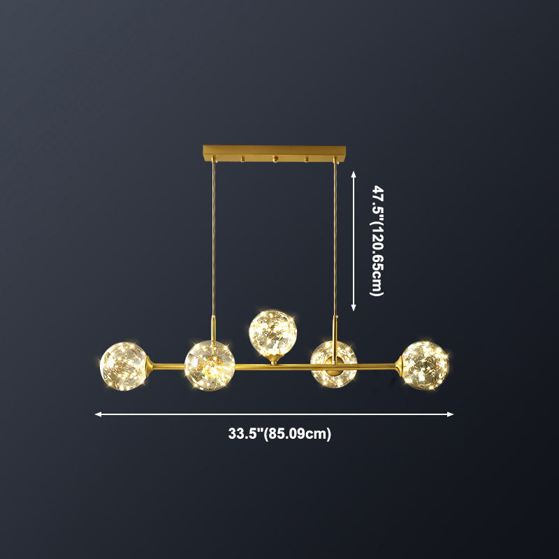 Modern Style Dining Chandelier Light Round Glass Shade Hanging Light for Dining Room