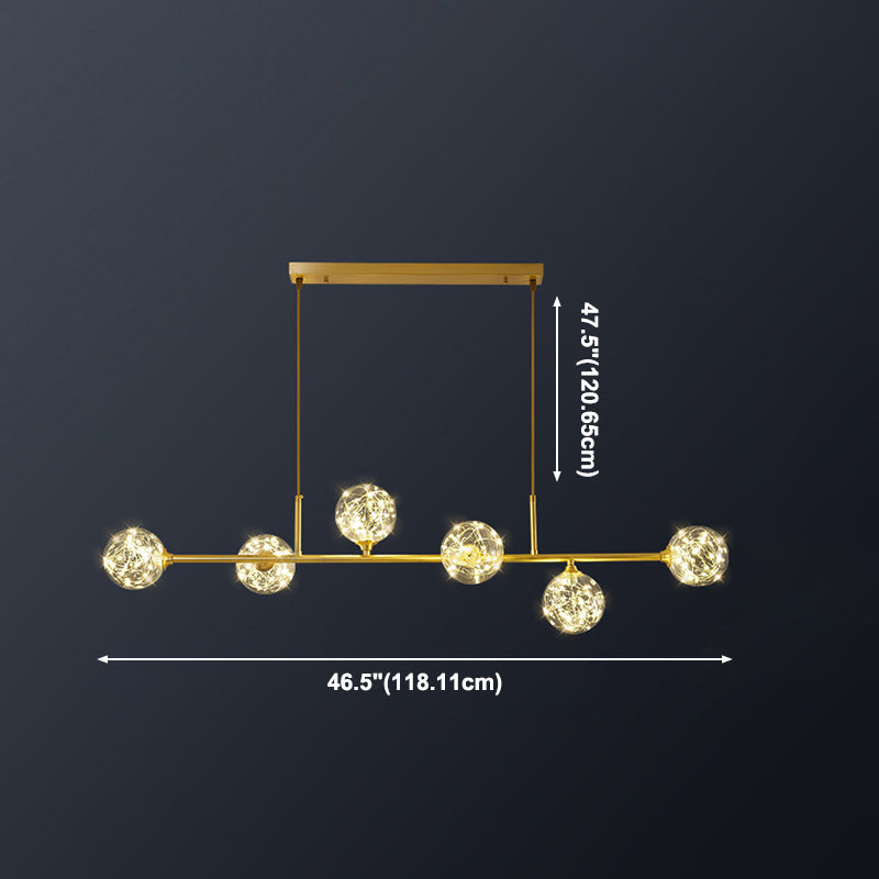 Modern Style Dining Chandelier Light Round Glass Shade Hanging Light for Dining Room