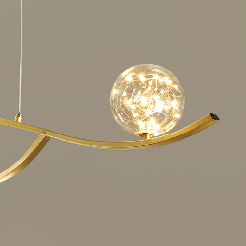 Modern Style Chandelier Light Round Glass Shade Ceiling Hanging Light for Dining Room