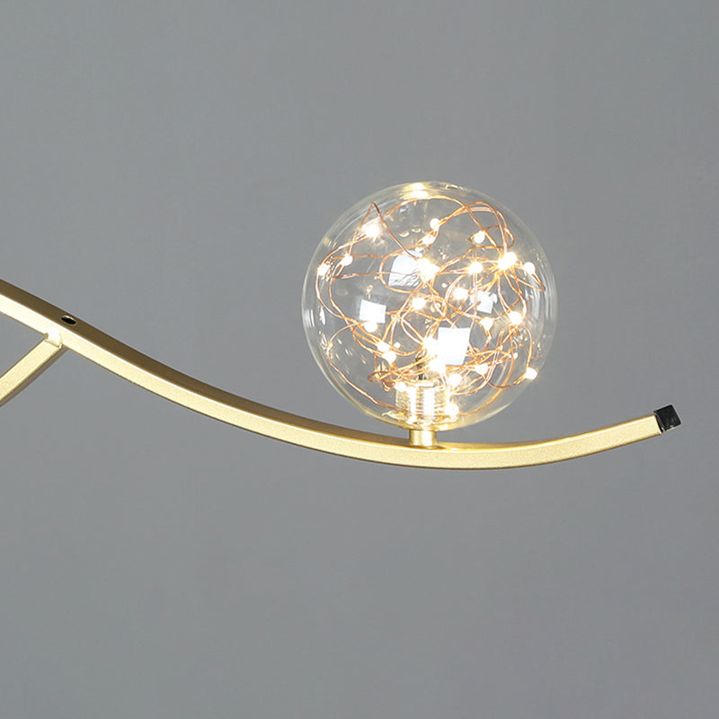 Modern Style Chandelier Light Round Glass Shade Ceiling Hanging Light for Dining Room