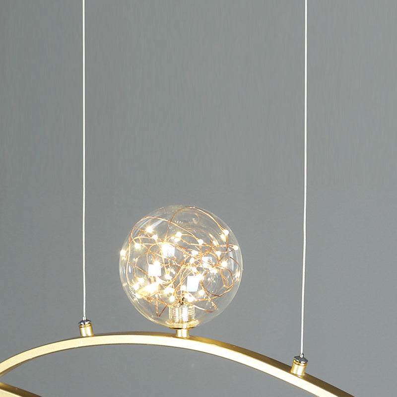 Modern Style Chandelier Light Round Glass Shade Ceiling Hanging Light for Dining Room