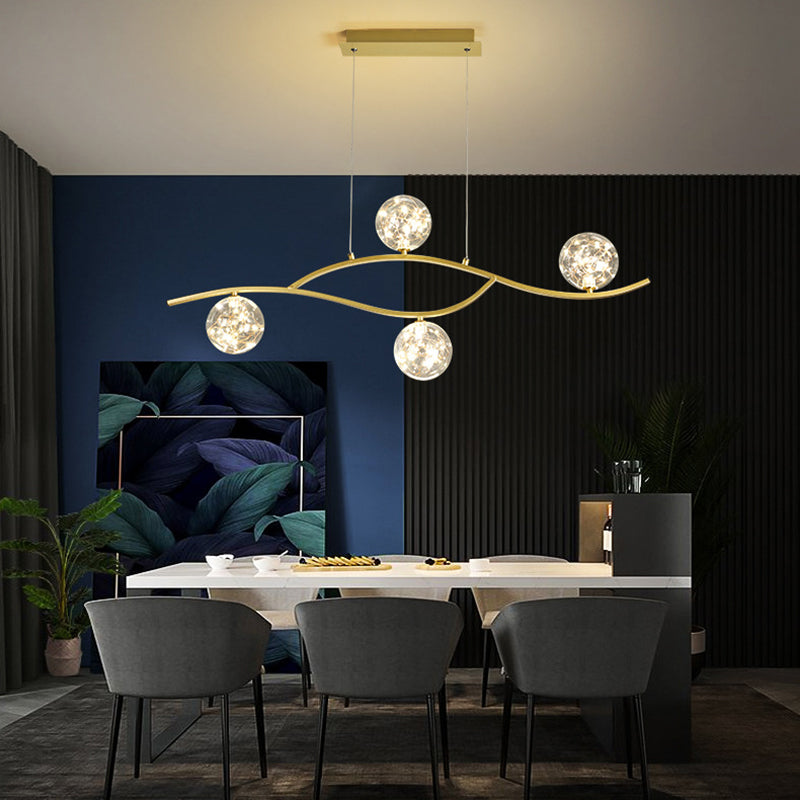 Modern Style Chandelier Light Round Glass Shade Ceiling Hanging Light for Dining Room