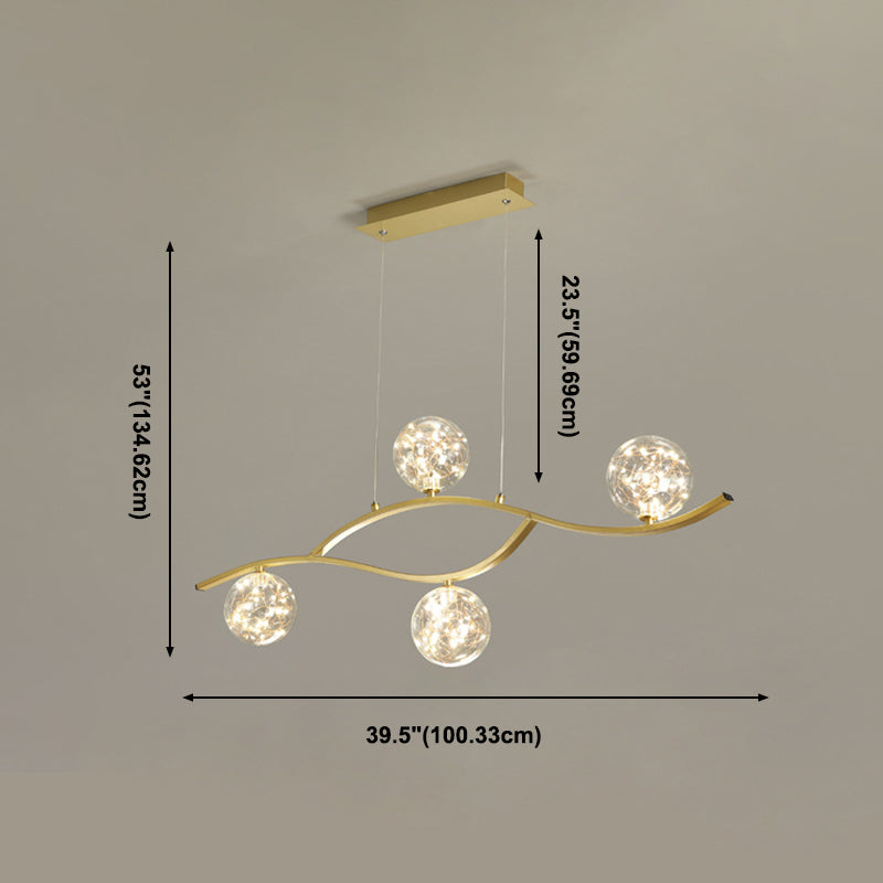 Modern Style Chandelier Light Round Glass Shade Ceiling Hanging Light for Dining Room