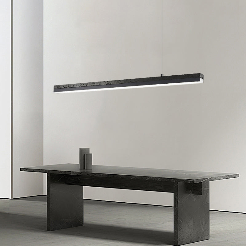 1-Light Island Lighting Postmodern Style Linear Shape Metal Chandelier Lamp in Black