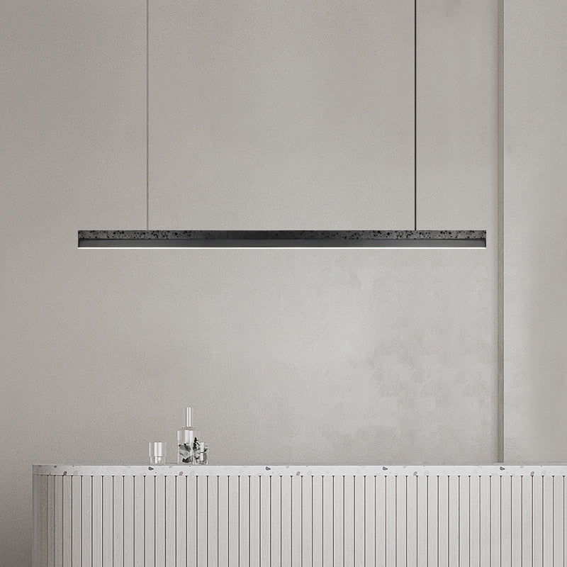 1-Light Island Lighting Postmodern Style Linear Shape Metal Chandelier Lamp in Black