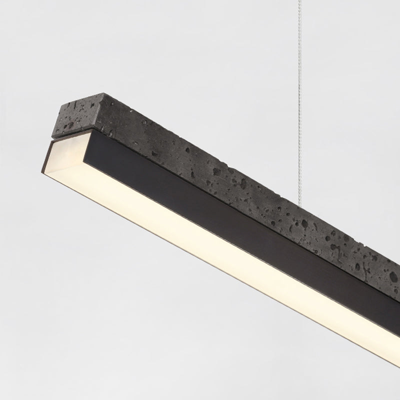 1-Light Island Lighting Postmodern Style Linear Shape Metal Chandelier Lamp in Black