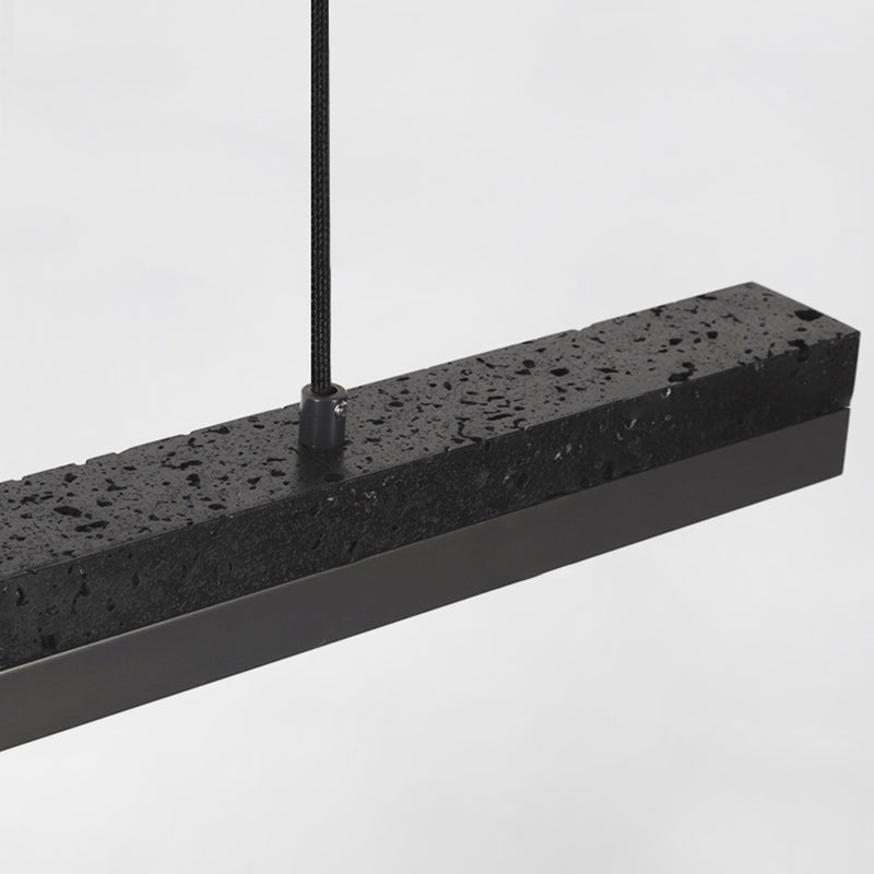 1-Light Island Lighting Postmodern Style Linear Shape Metal Chandelier Lamp in Black