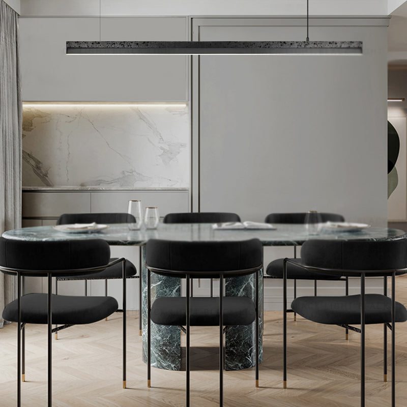 1-Light Island Lighting Postmodern Style Linear Shape Metal Chandelier Lamp in Black