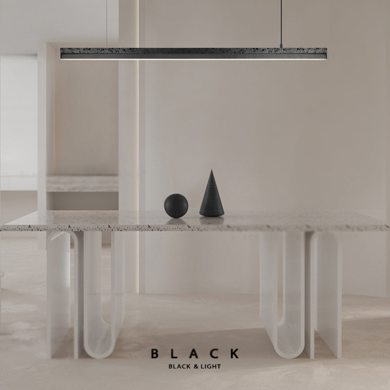 1-Light Island Lighting Postmodern Style Linear Shape Metal Chandelier Lamp in Black