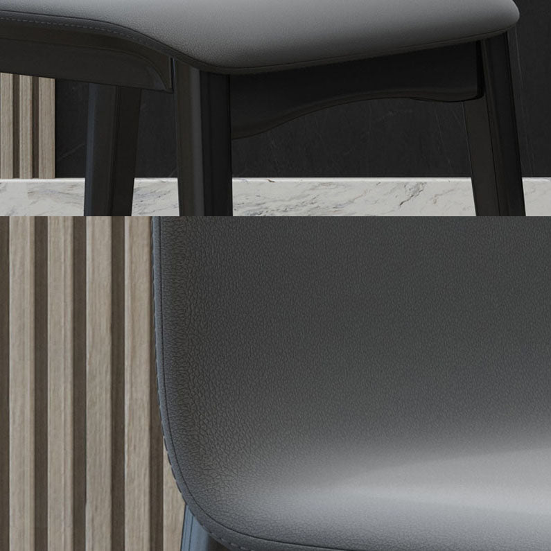 Sillas de comedor contemporáneas de piel sintética, silla de comedor sin brazos con respaldo sólido