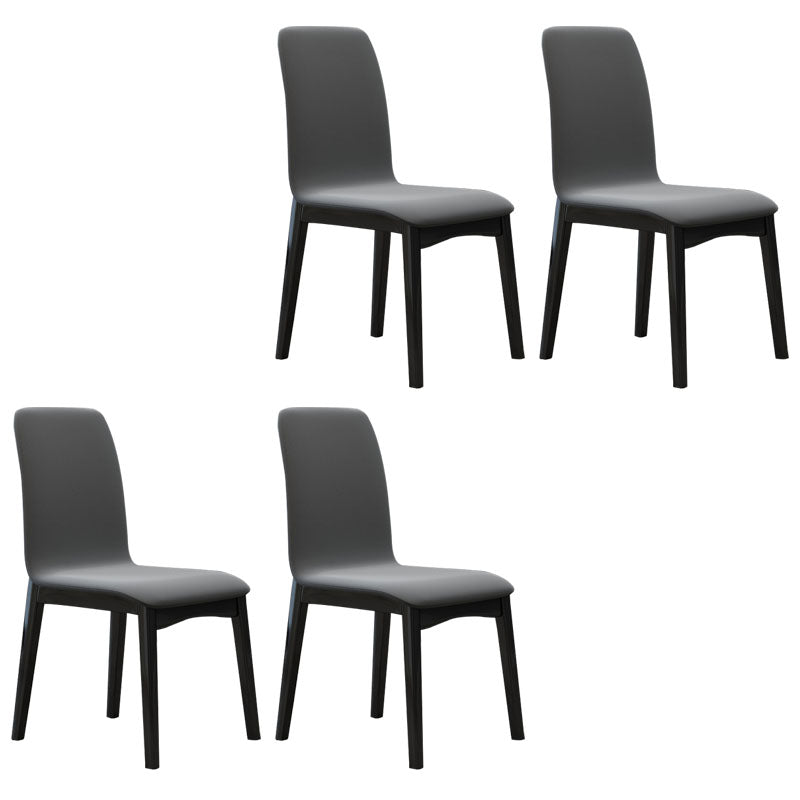 Sillas de comedor contemporáneas de piel sintética, silla de comedor sin brazos con respaldo sólido