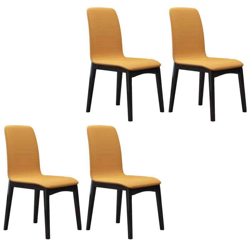 Sillas de comedor contemporáneas de piel sintética, silla de comedor sin brazos con respaldo sólido