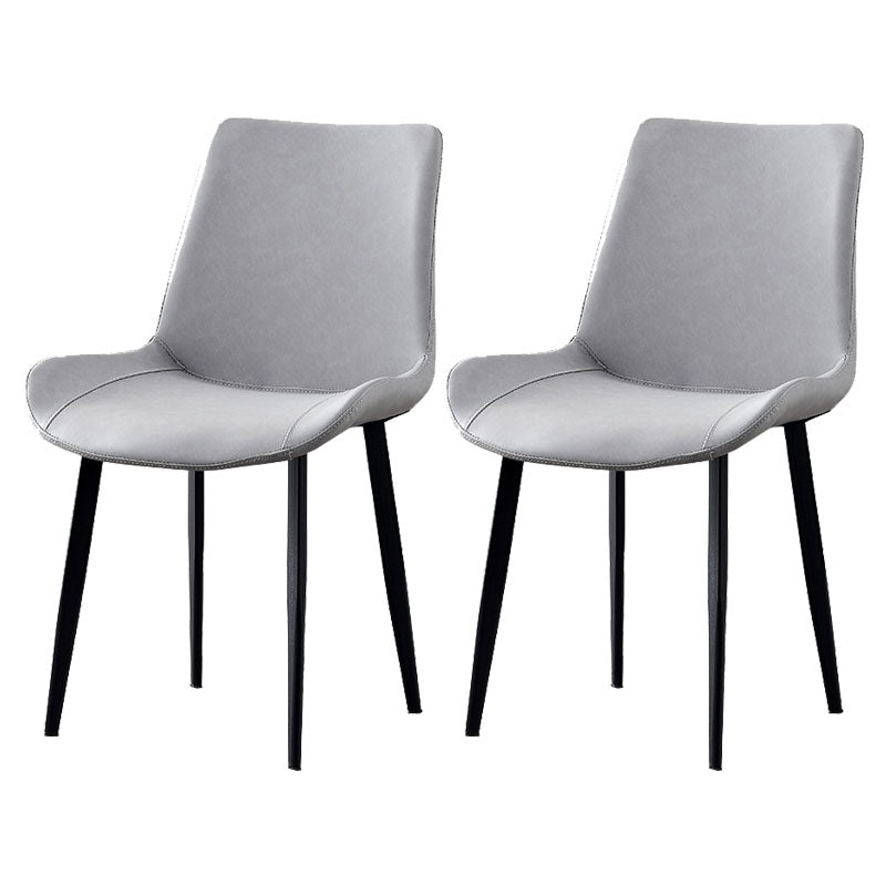 Sillas de comedor de cuero estilo moderno Sillas auxiliares sin brazos con respaldo macizo (juego de 2)