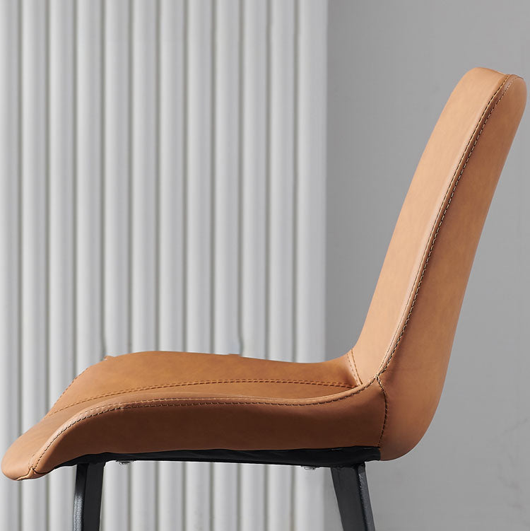 Sillas de comedor de cuero estilo moderno Sillas auxiliares sin brazos con respaldo macizo (juego de 2)