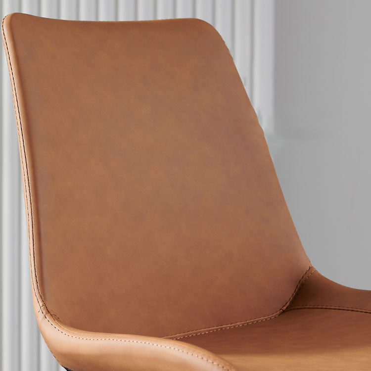 Sillas de comedor de cuero estilo moderno Sillas auxiliares sin brazos con respaldo macizo (juego de 2)