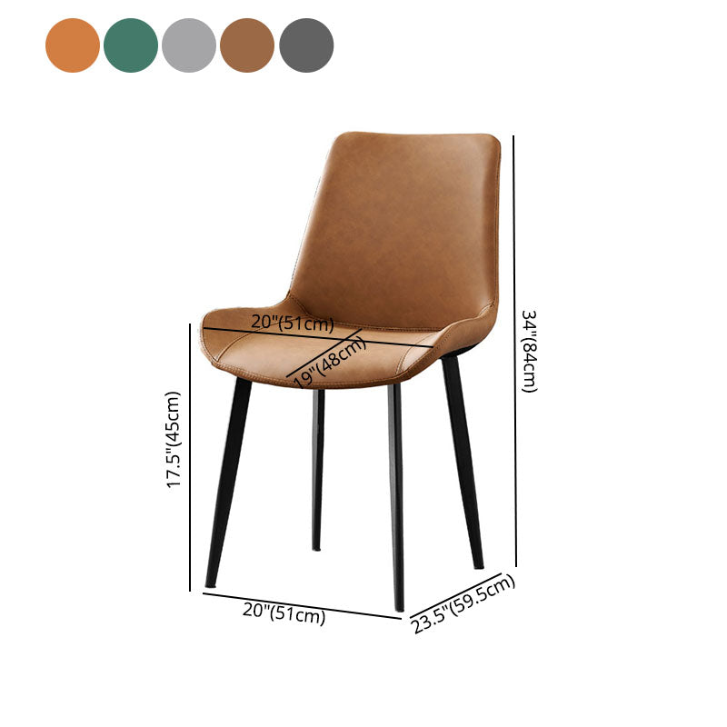 Sillas de comedor de cuero estilo moderno Sillas auxiliares sin brazos con respaldo macizo (juego de 2)