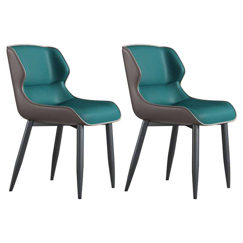 Sillas de comedor de cuero de estilo moderno Sillas laterales con brazo Parsons y respaldo (juego de 2)