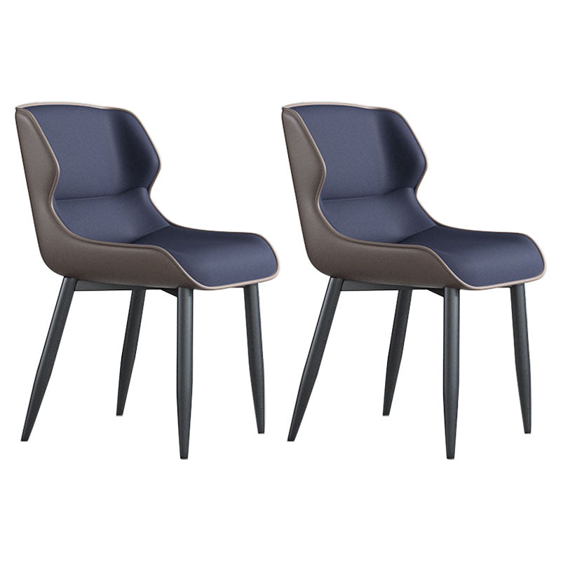Sillas de comedor de cuero de estilo moderno Sillas laterales con brazo Parsons y respaldo (juego de 2)