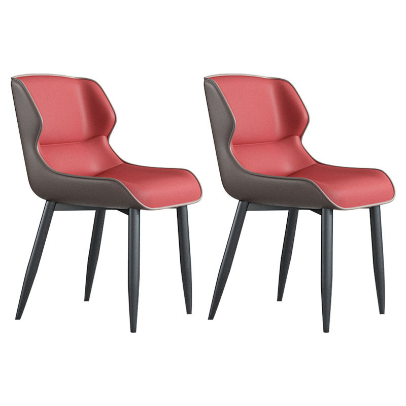 Sillas de comedor de cuero de estilo moderno Sillas laterales con brazo Parsons y respaldo (juego de 2)