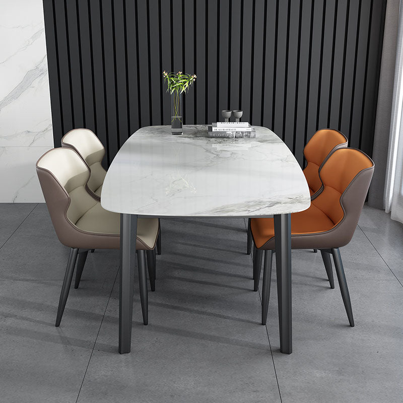 Sillas de comedor de cuero de estilo moderno Sillas laterales con brazo Parsons y respaldo (juego de 2)