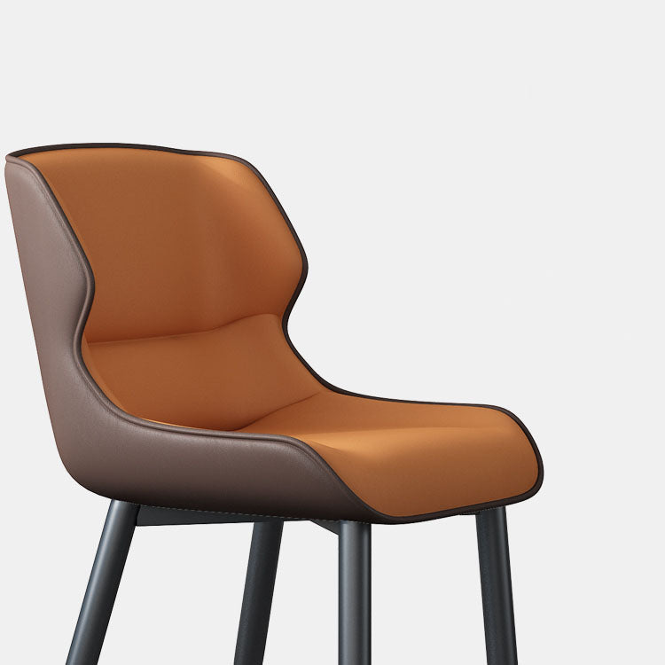 Sillas de comedor de cuero de estilo moderno Sillas laterales con brazo Parsons y respaldo (juego de 2)