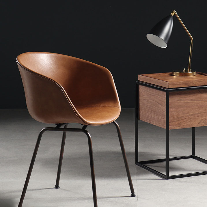 Sillas de comedor de cuero estilo moderno Sillas de comedor sin brazos con respaldo sólido