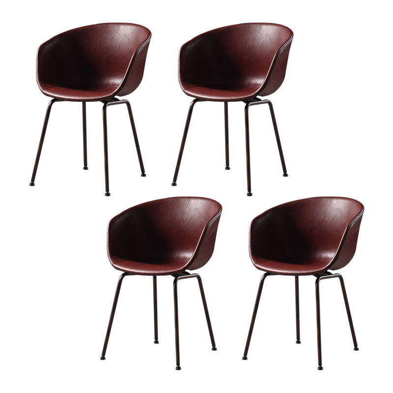 Sillas de comedor de cuero estilo moderno Sillas de comedor sin brazos con respaldo sólido