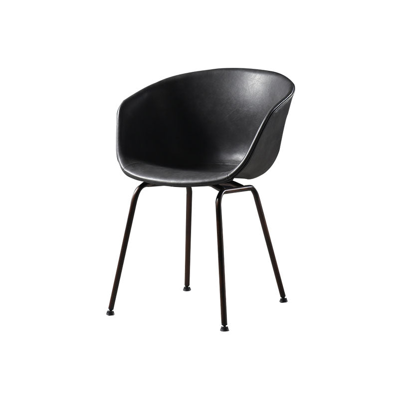 Sillas de comedor de cuero estilo moderno Sillas de comedor sin brazos con respaldo sólido