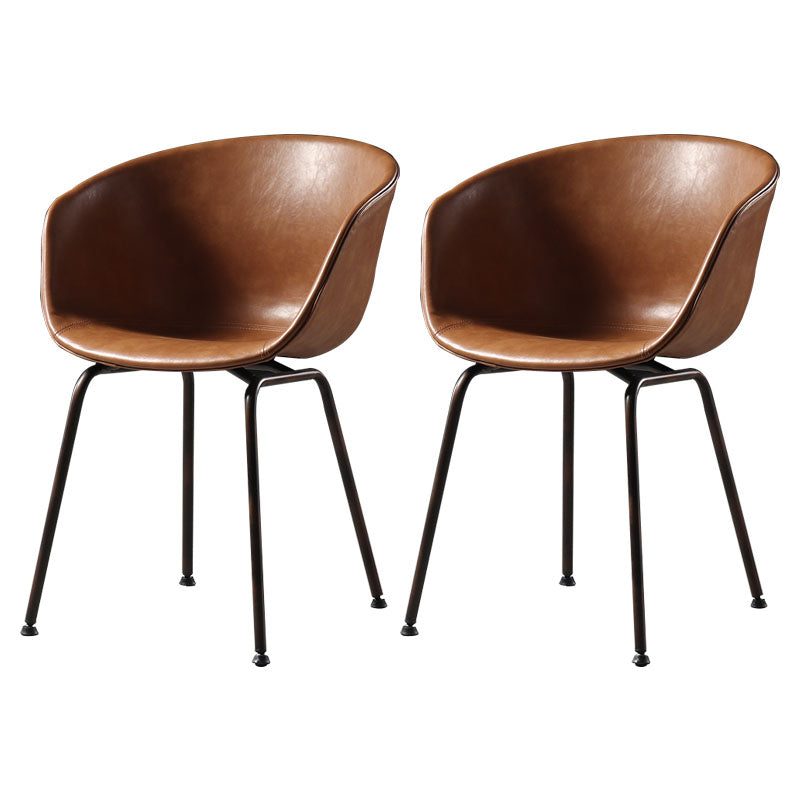 Sillas de comedor de cuero estilo moderno Sillas de comedor sin brazos con respaldo sólido