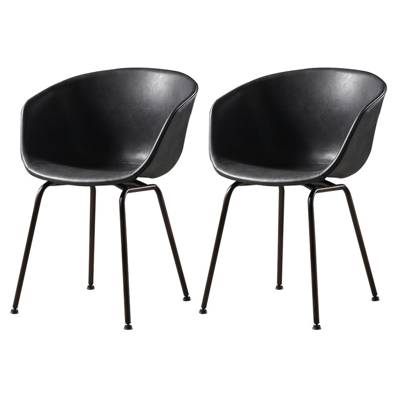 Sillas de comedor de cuero estilo moderno Sillas de comedor sin brazos con respaldo sólido