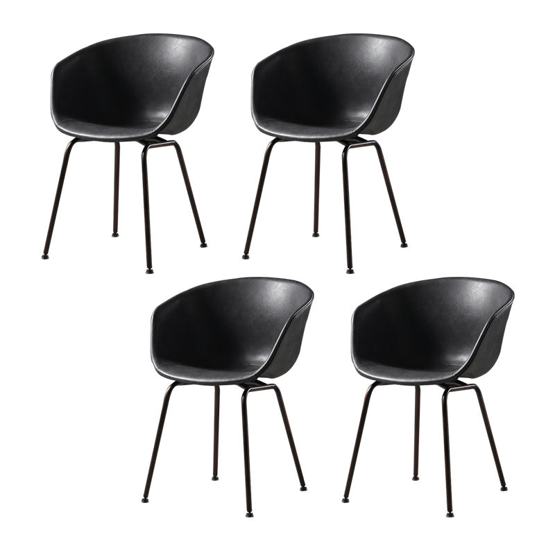 Sillas de comedor de cuero estilo moderno Sillas de comedor sin brazos con respaldo sólido