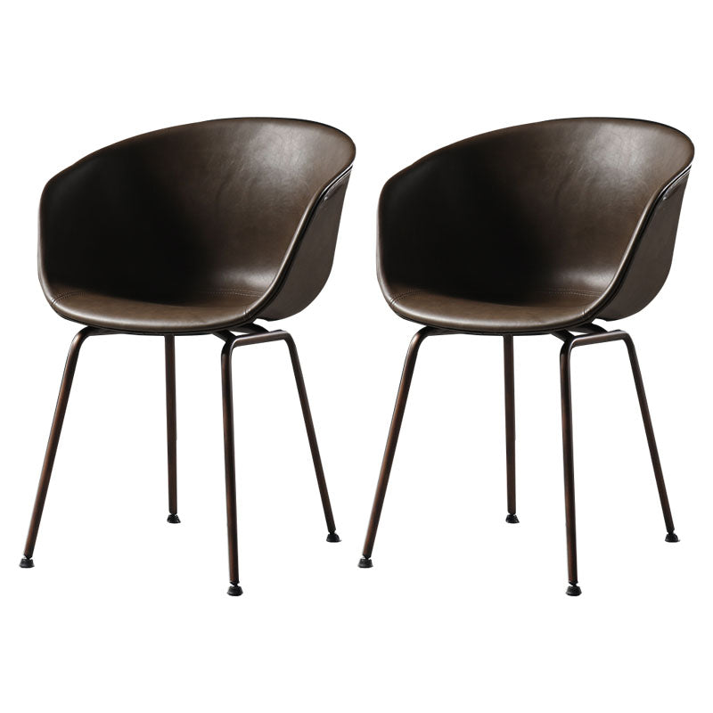Sillas de comedor de cuero estilo moderno Sillas de comedor sin brazos con respaldo sólido