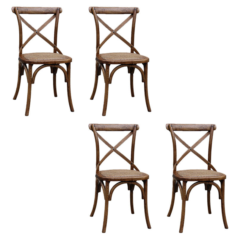 Boerderij houten eetkamerstoelen kruipen achterste zijde -zonder armloze stoelen voor restaurantgebruik