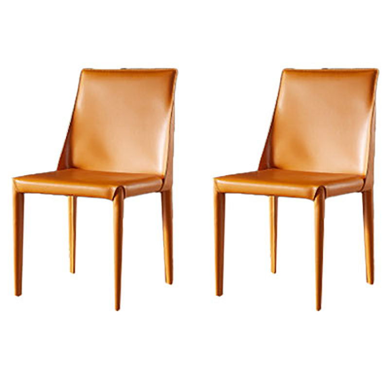 Silla auxiliar para el hogar de cuero estilo silla de montar Parsons Silla de comedor con acabado mate