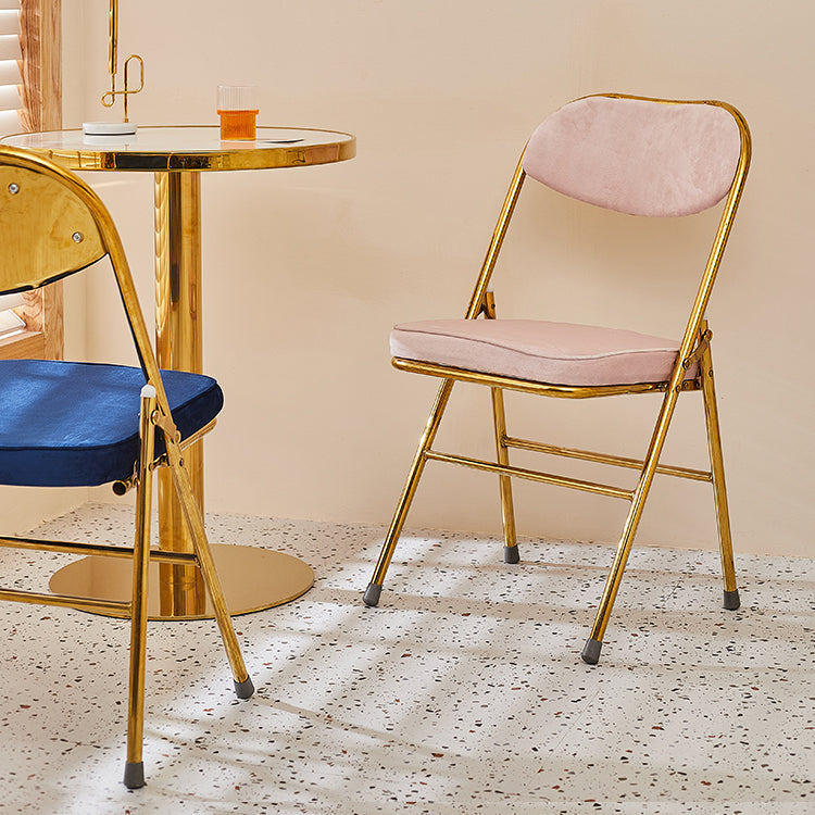 Silla lateral escandinava de terciopelo con respaldo abierto, sillas de comedor plegables con acabado mate