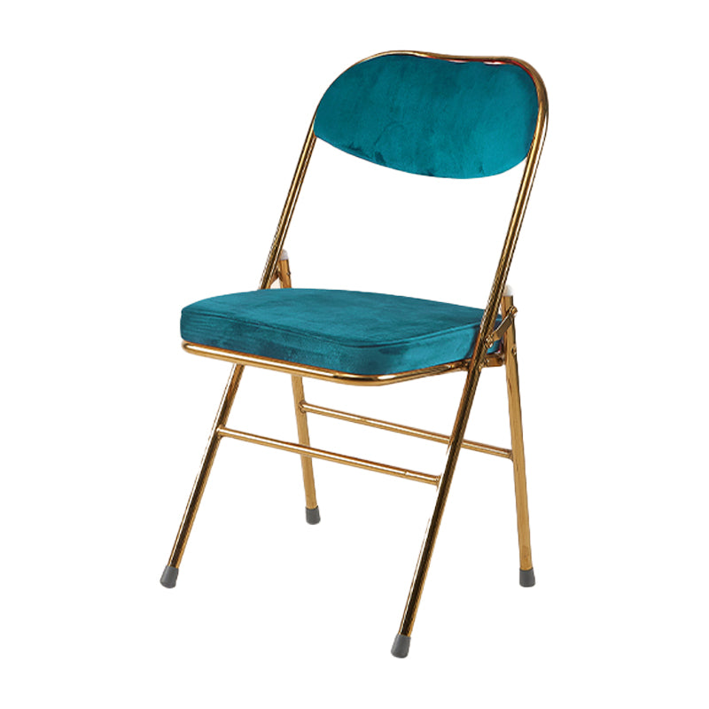 Silla lateral escandinava de terciopelo con respaldo abierto, sillas de comedor plegables con acabado mate
