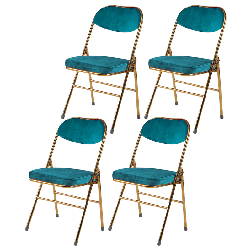 Silla lateral escandinava de terciopelo con respaldo abierto, sillas de comedor plegables con acabado mate
