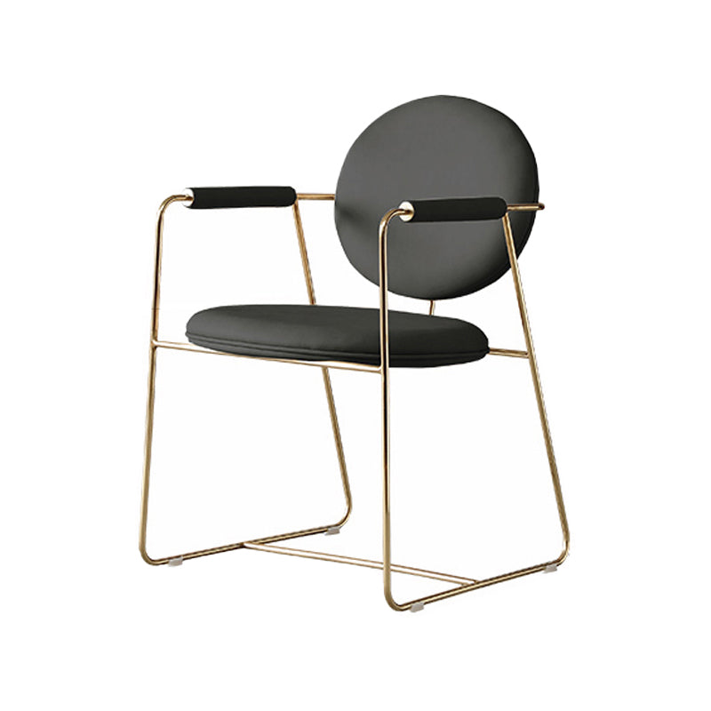 Silla de comedor interior tapizada de metal con respaldo abierto, sillón interior de estilo moderno, individual