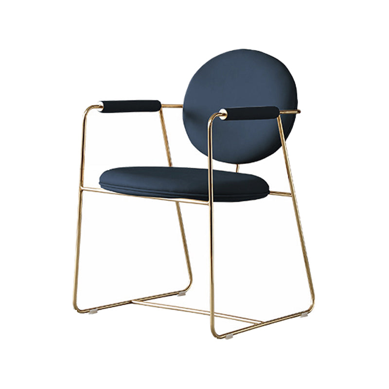 Silla de comedor interior tapizada de metal con respaldo abierto, sillón interior de estilo moderno, individual