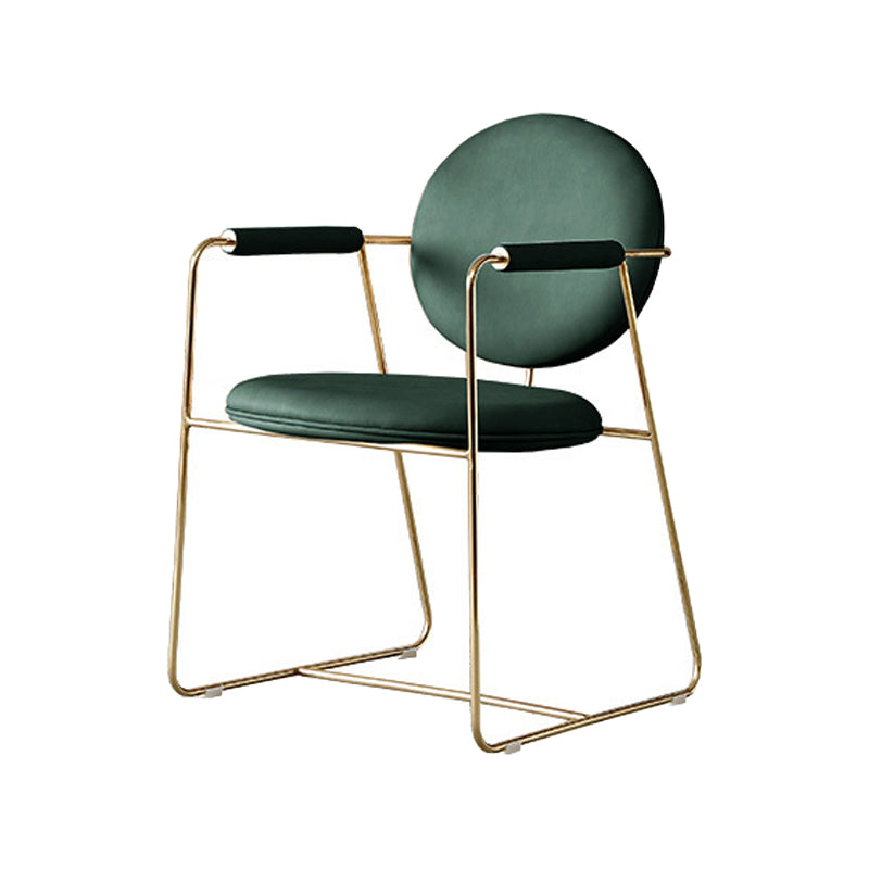 Silla de comedor interior tapizada de metal con respaldo abierto, sillón interior de estilo moderno, individual