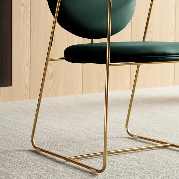 Silla de comedor interior tapizada de metal con respaldo abierto, sillón interior de estilo moderno, individual